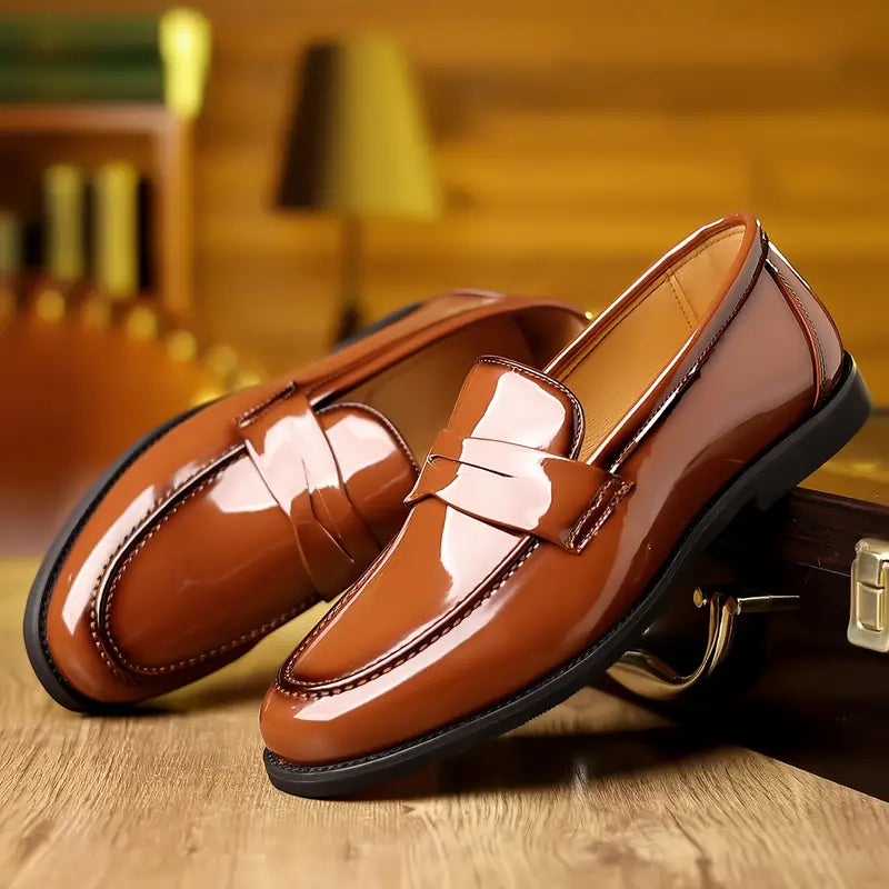 Clarence Glossy Men Durable Leather Loafers