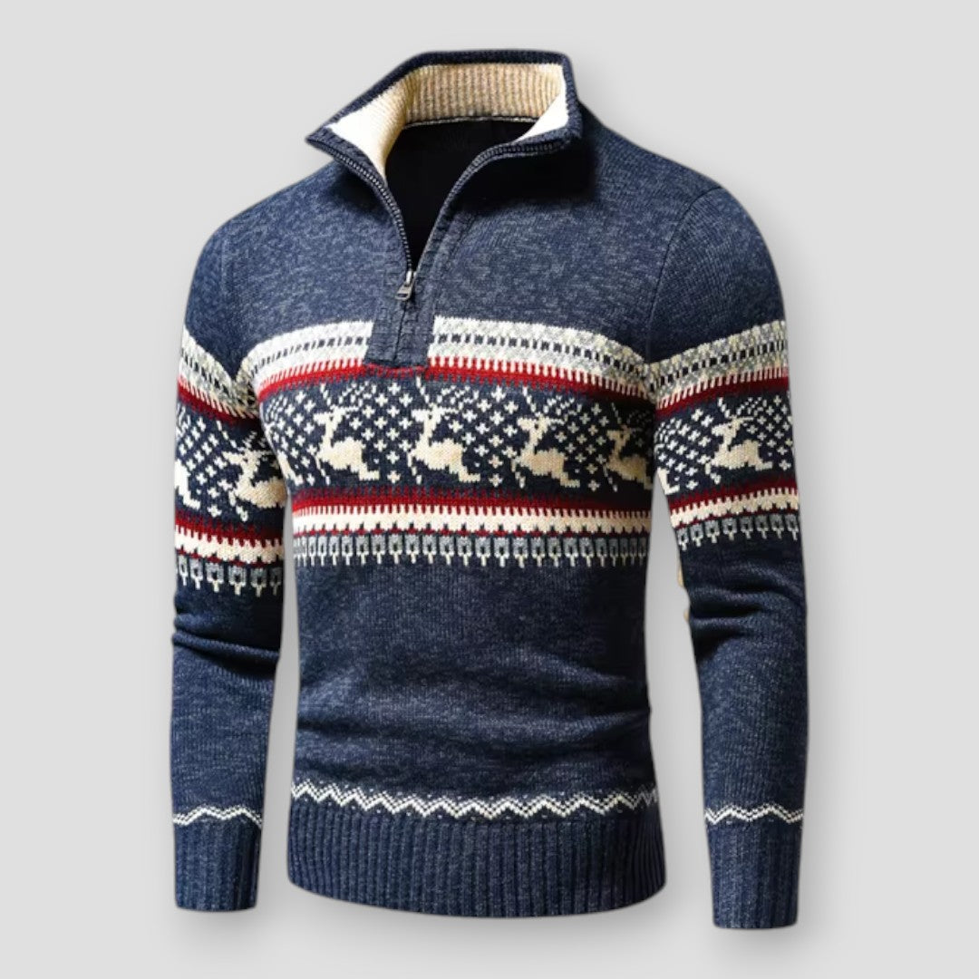 Sky Madrid Rocklin Knitted Zip Sweater – Men’s Classic Crew Neck Knit Pullover