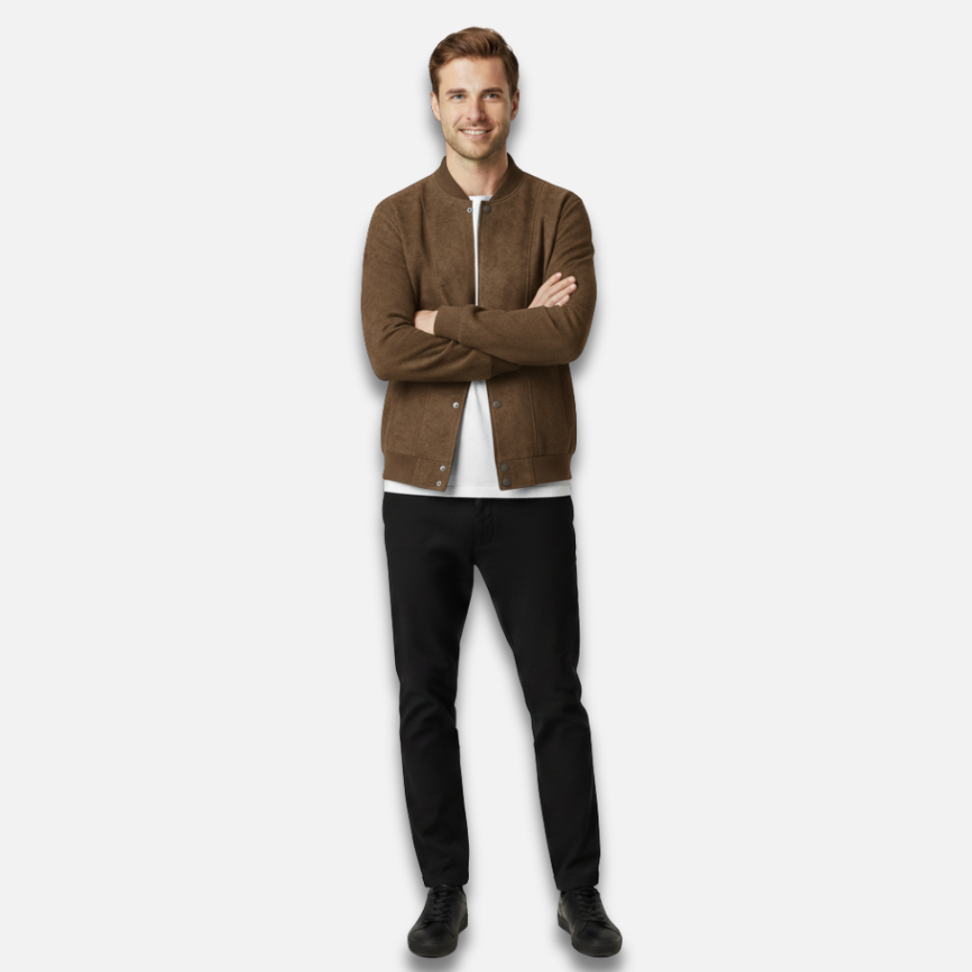 Men’s Classic Suede Bomber Jacket