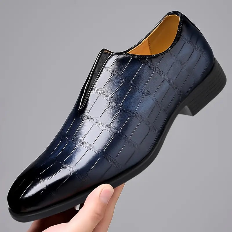 Spraykis | Men's Slip-On Business Casual Shoes – Low-Top Square Toe with Gradient Design
