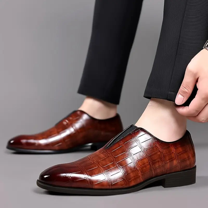 Spraykis | Men's Slip-On Business Casual Shoes – Low-Top Square Toe with Gradient Design