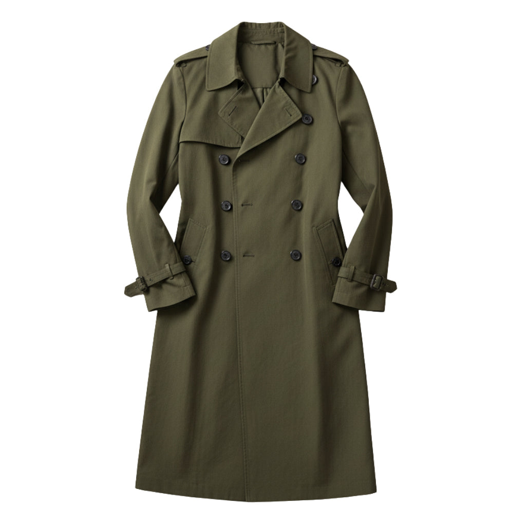 Men's Double-Breasted Trench Coat - Long & Waterproof