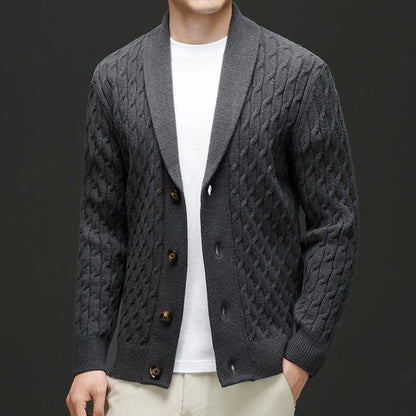 Classic men's cardigan with button placket