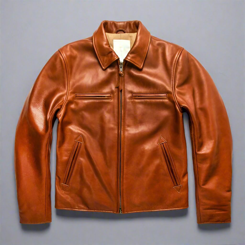 Brown Leather Motor Jacket - Leather Jackets