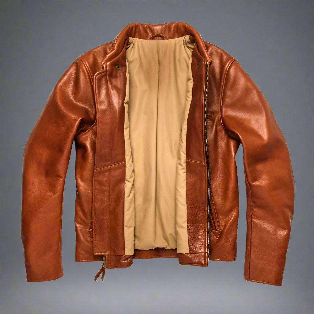 Brown Leather Motor Jacket - Leather Jackets