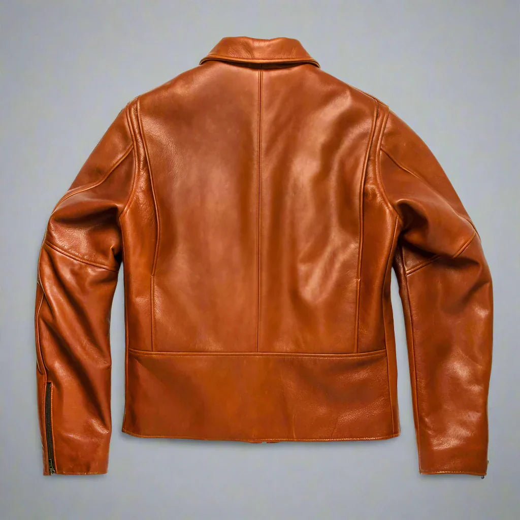 Brown Leather Motor Jacket - Leather Jackets