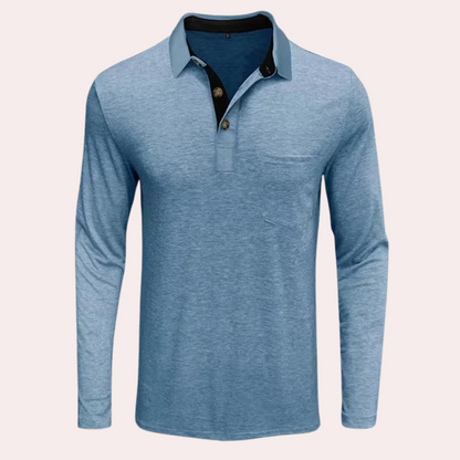 Long-sleeved business polo shirt for men