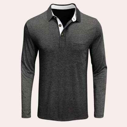 Long-sleeved business polo shirt for men