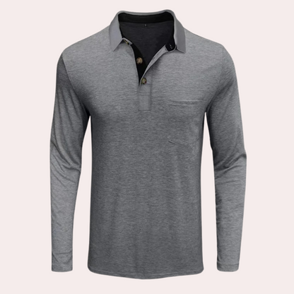 Long-sleeved business polo shirt for men