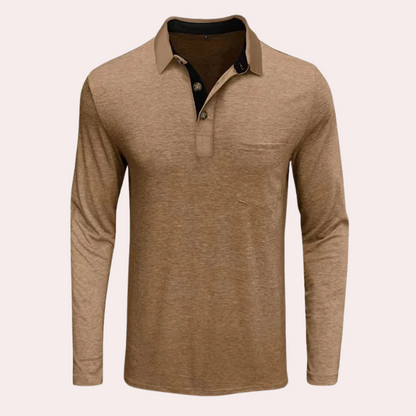 Long-sleeved business polo shirt for men