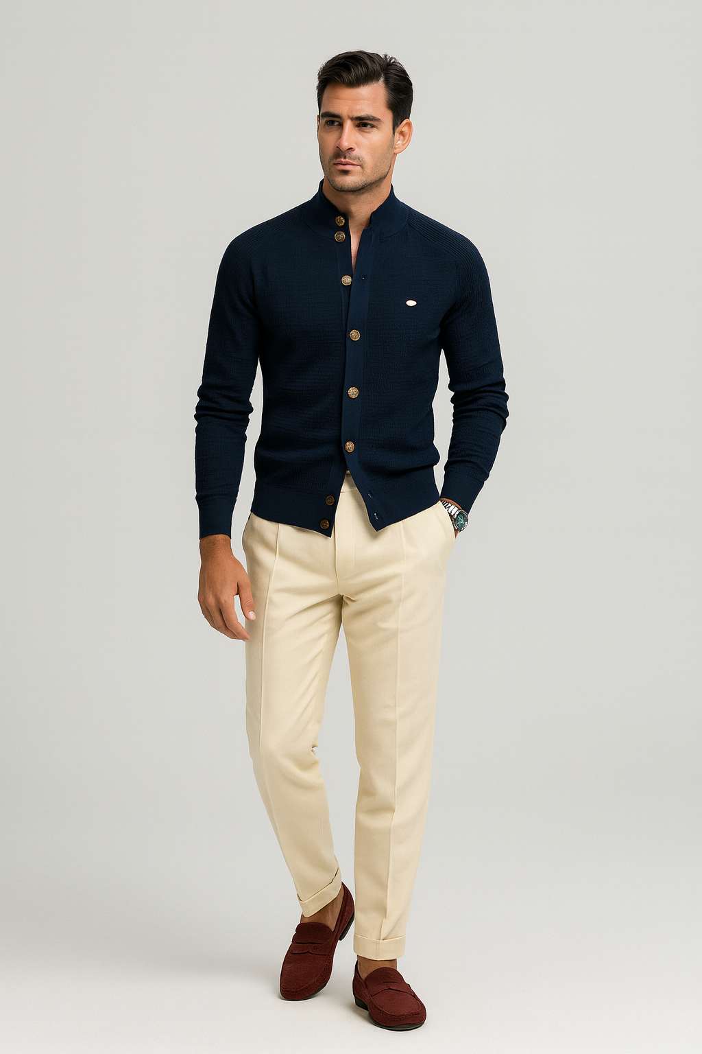 Classic Cashmere Refined Men’s Knit Cardigan – Lightweight, Soft & Stylish