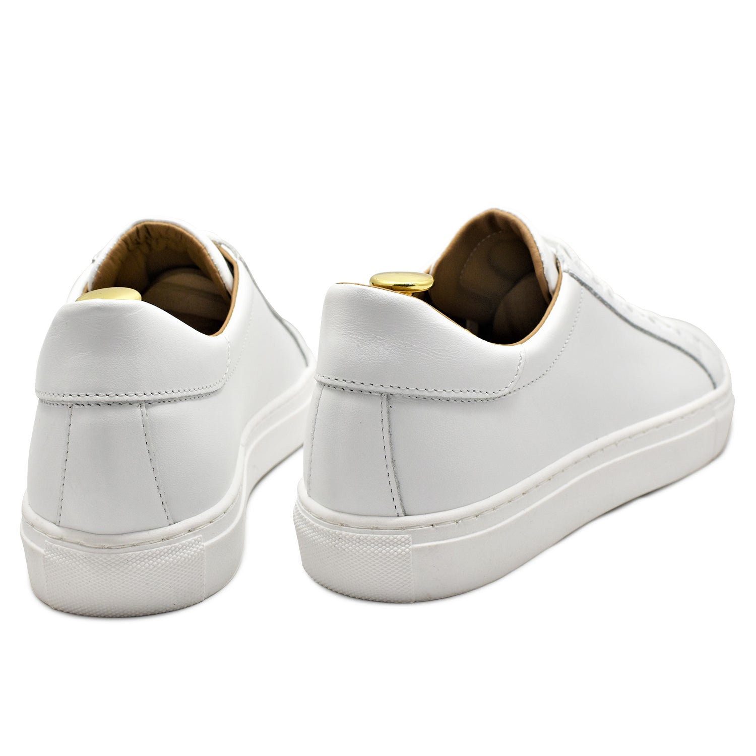 Men’s White Leather Sneakers – All Season Italian Shoes – Rubber Sole