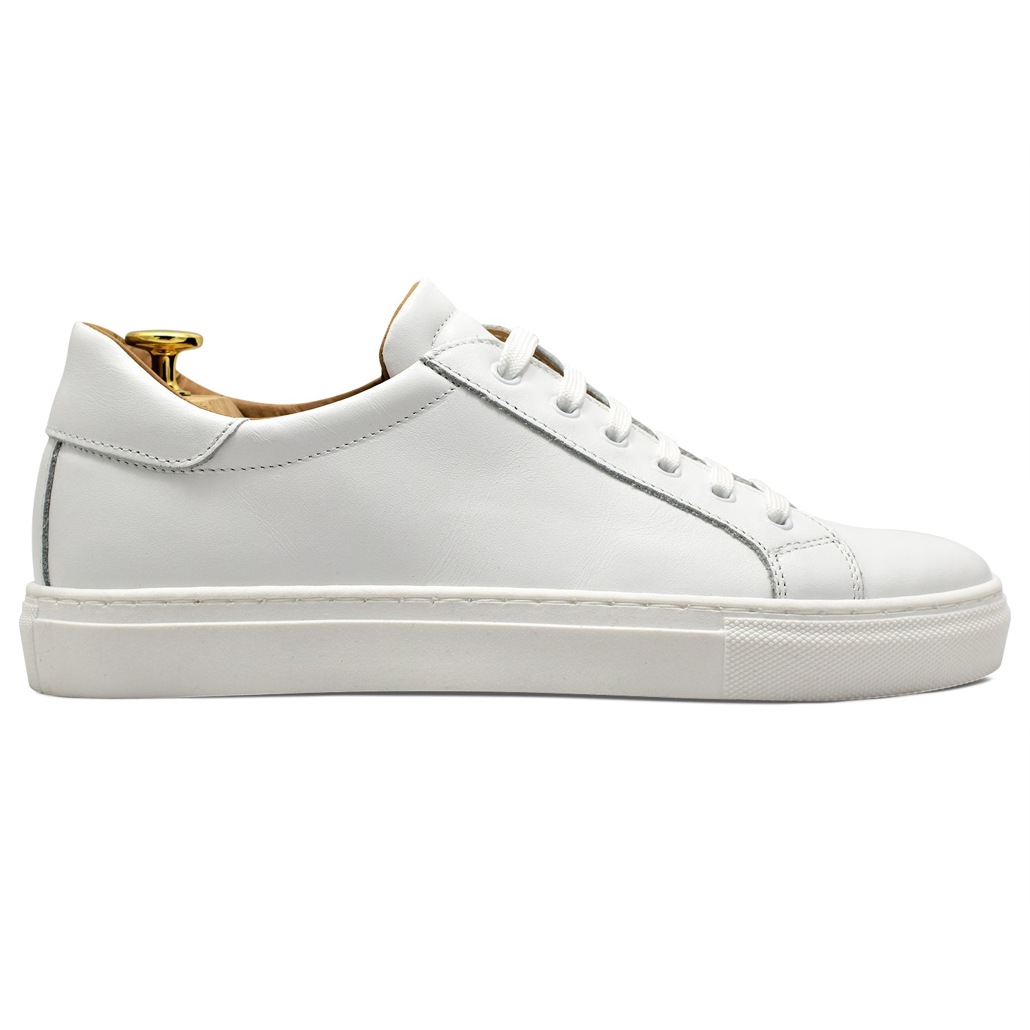 Men’s White Leather Sneakers – All Season Italian Shoes – Rubber Sole