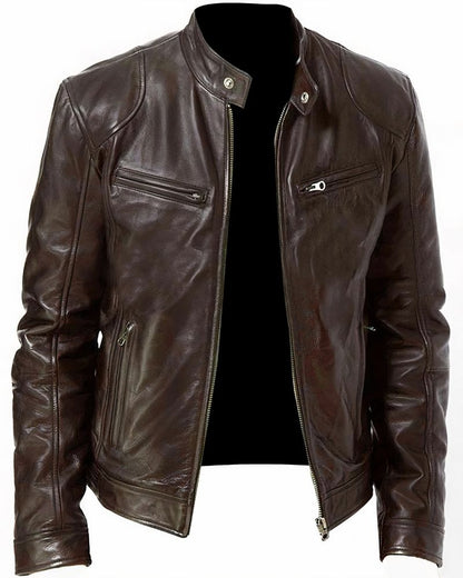 Men's leather motorcycle jacket - Erwan