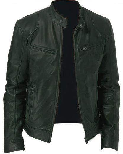 Men's leather motorcycle jacket - Erwan