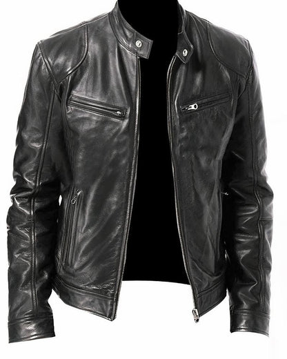 Men's leather motorcycle jacket - Erwan