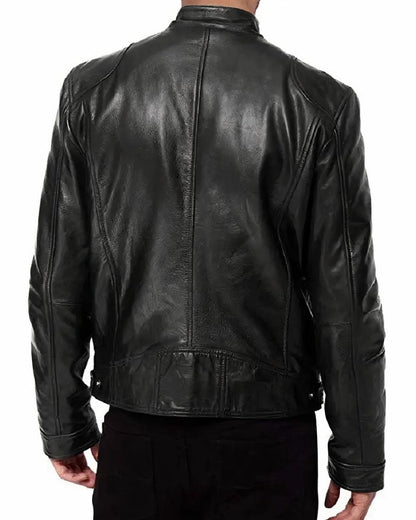 Men's leather motorcycle jacket - Erwan