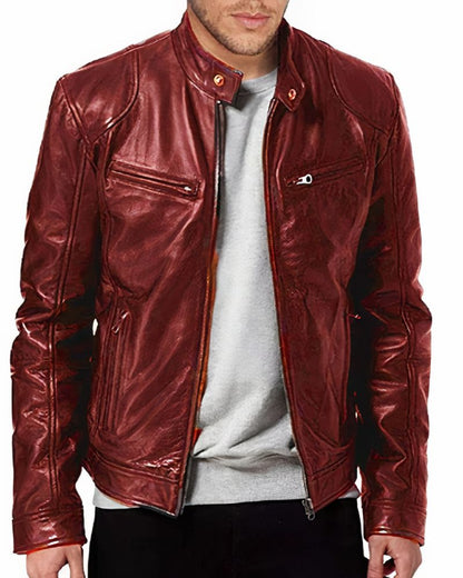 Men's leather motorcycle jacket - Erwan