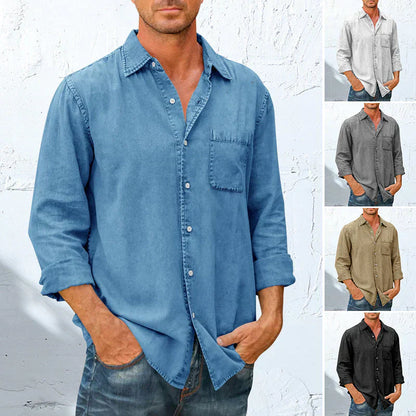 Men's Long Sleeve Denim Button Down Shirt