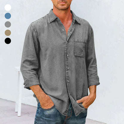 Men's Long Sleeve Denim Button Down Shirt