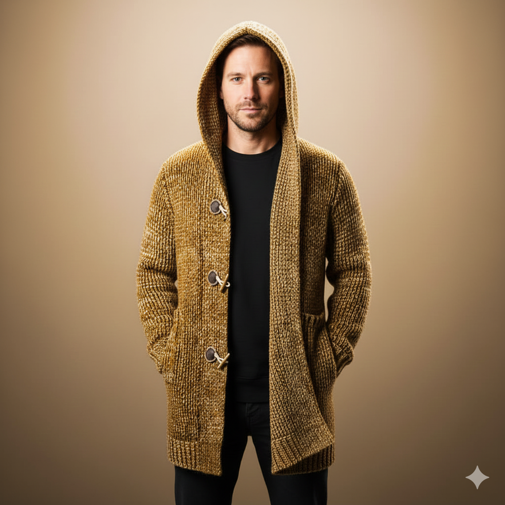 Adrian Wool Knit Hooded Men Cardigan