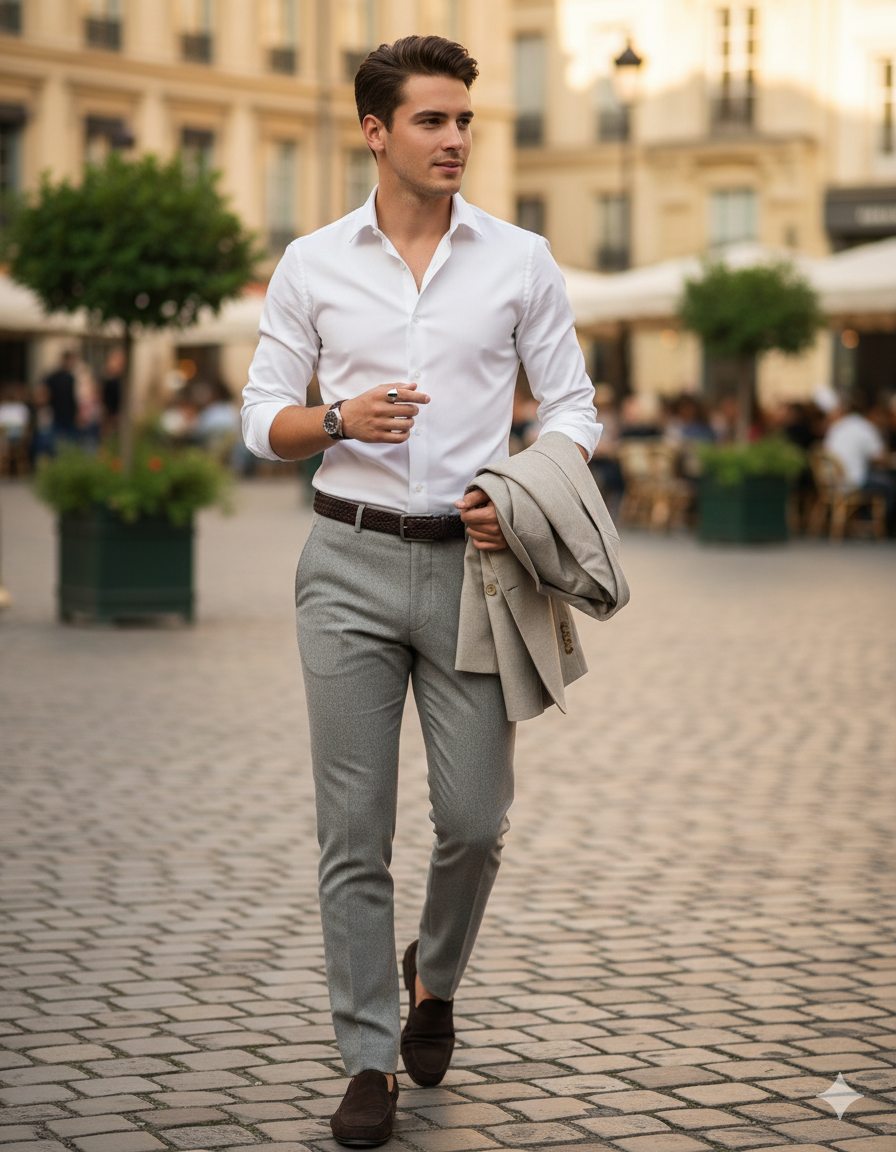 Fleurant Adjustable-Tech Shirt – Men’s Smart-Fit, Anti-Wrinkle Button-Up