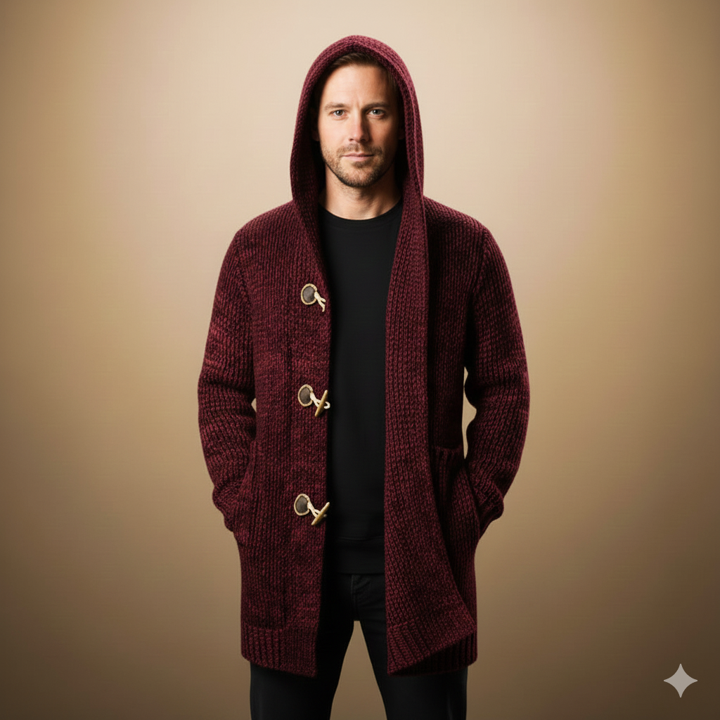 Adrian Wool Knit Hooded Men Cardigan