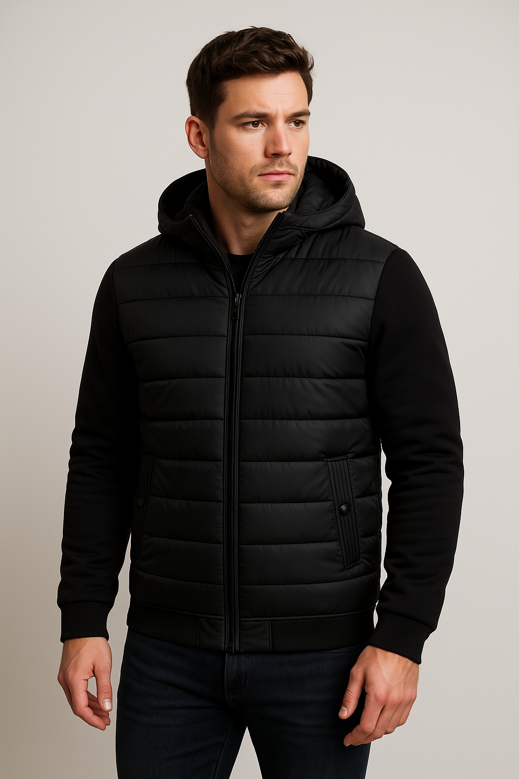 Spraykis | Men’s Hooded Hybrid Winter Puffer Jacket