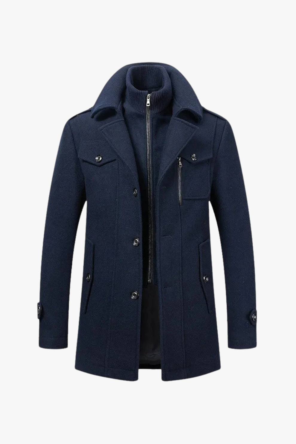Wellington Men Long Winter Overcoat - Navy Jacket