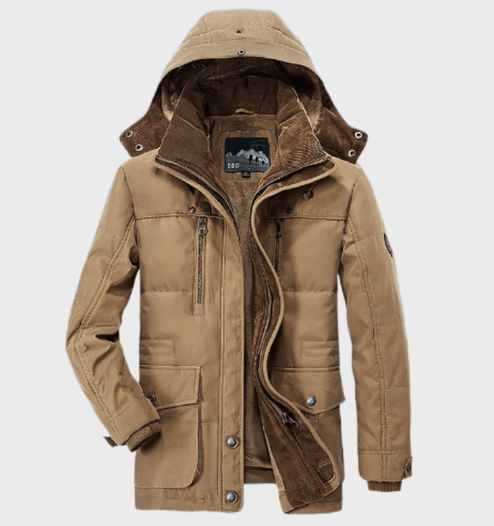 Men’s Thick Winter Coat with Hood & Deep Pockets – Warm, Durable & Timeless