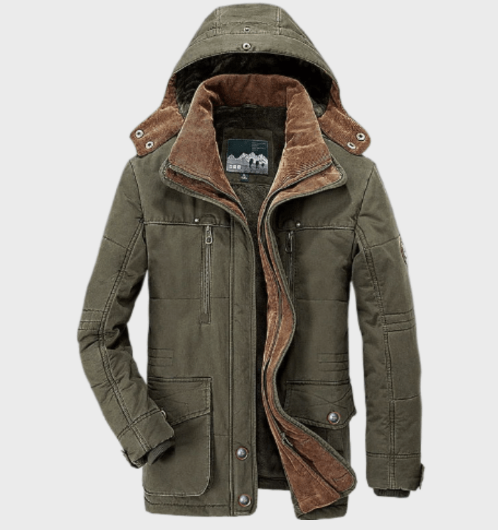 Men’s Thick Winter Coat with Hood & Deep Pockets – Warm, Durable & Timeless