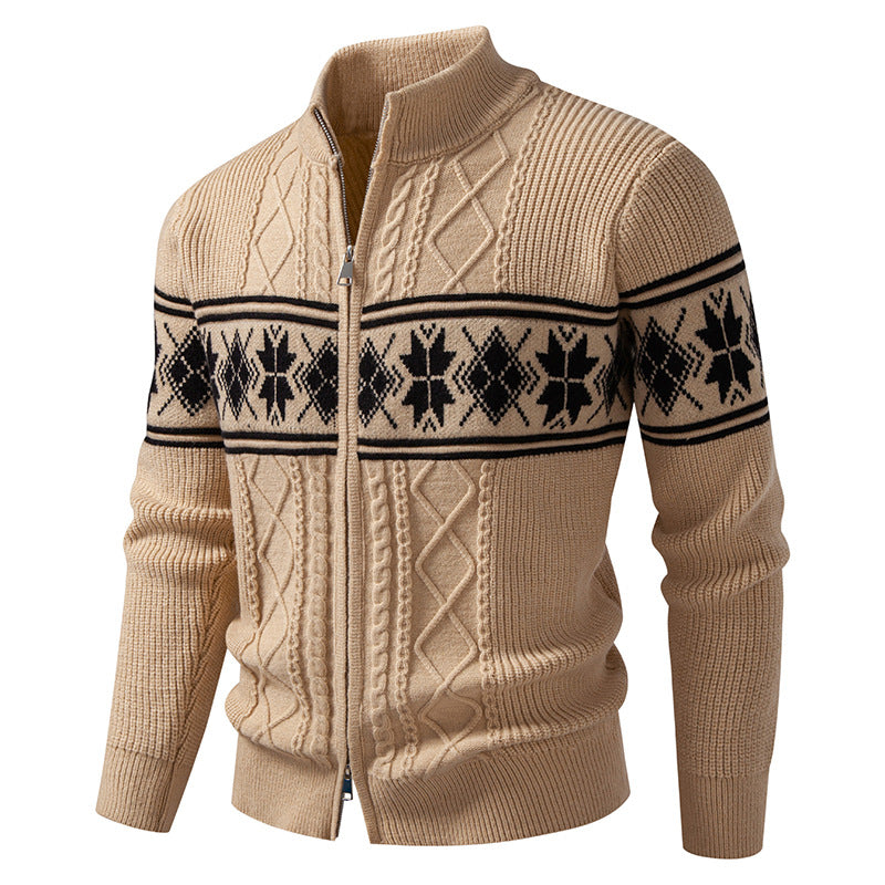 Men’s Zip Jacquard Knit Cardigan Christmas
