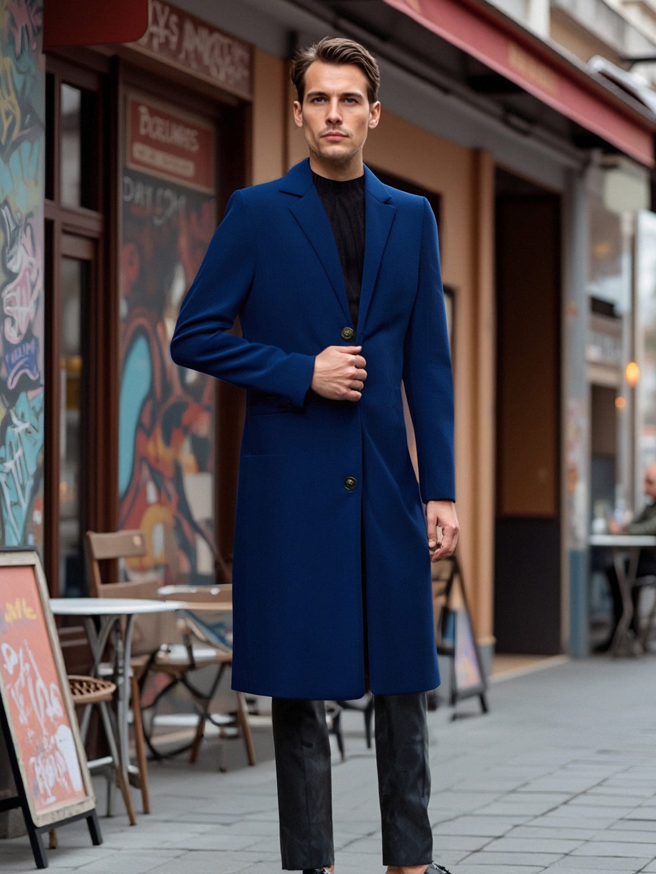 Men’s Classic Long Trench Coat – Elegant Wool Overcoat | British Business Casual Style