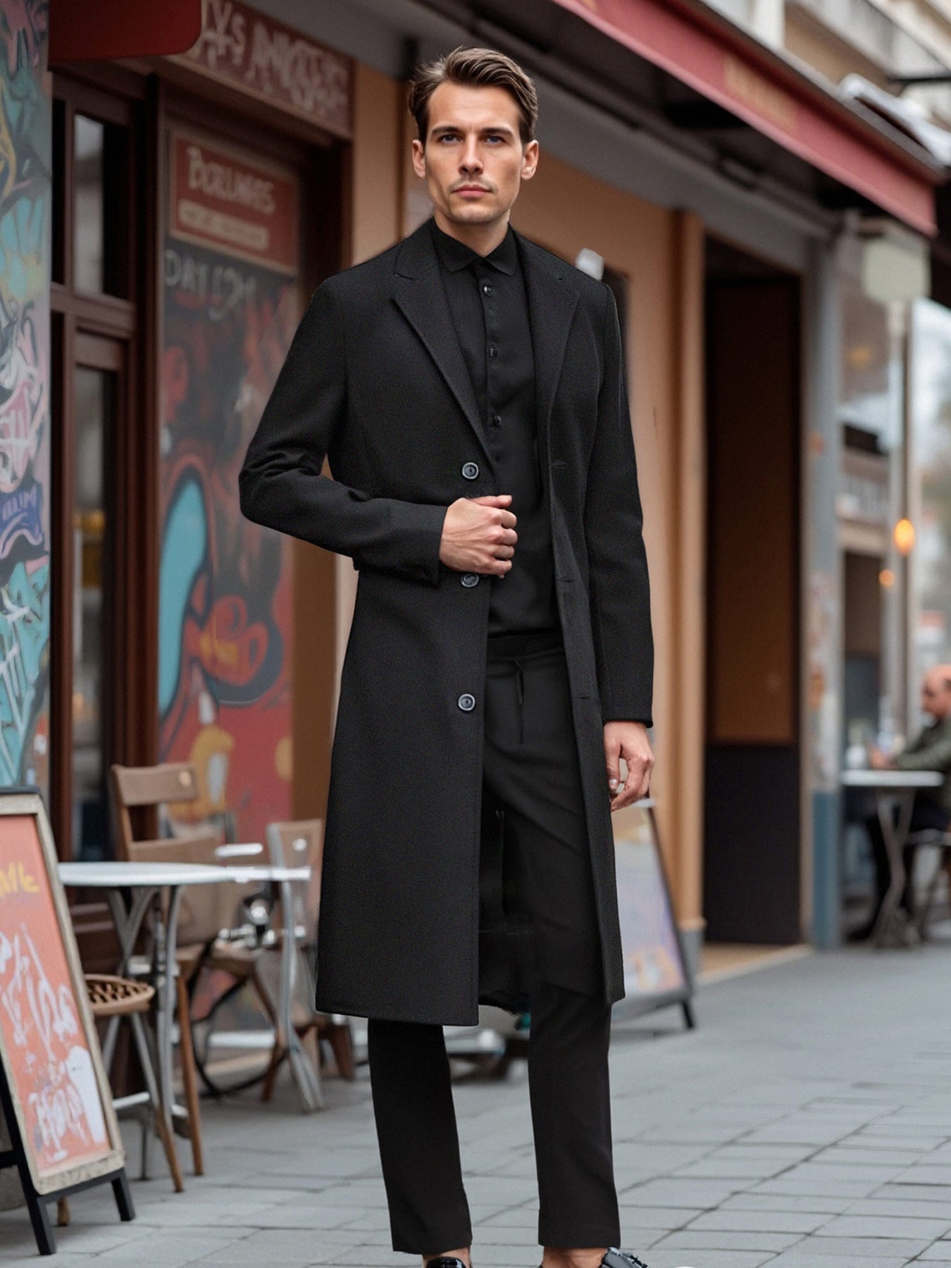 Men’s Classic Long Trench Coat – Elegant Wool Overcoat | British Business Casual Style