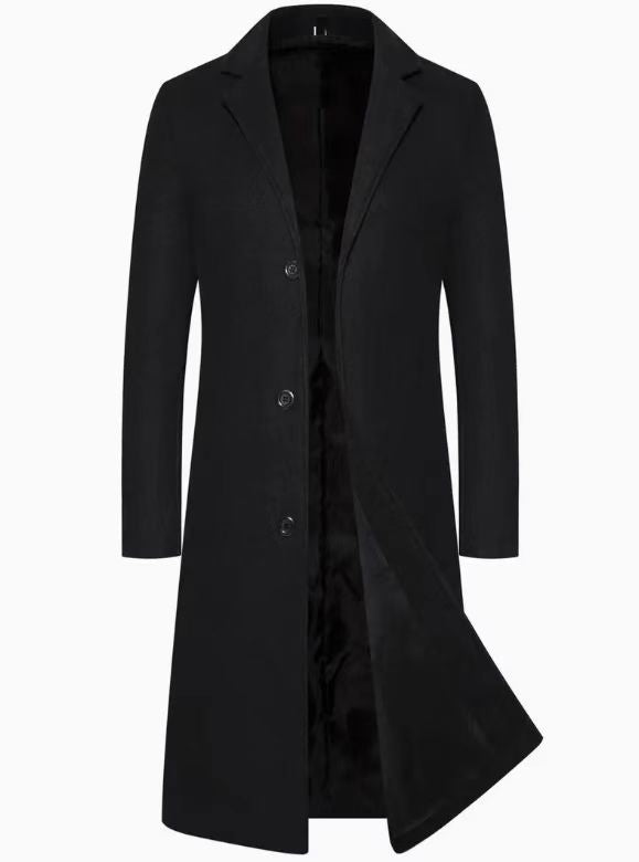 Men’s Classic Long Trench Coat – Elegant Wool Overcoat | British Business Casual Style