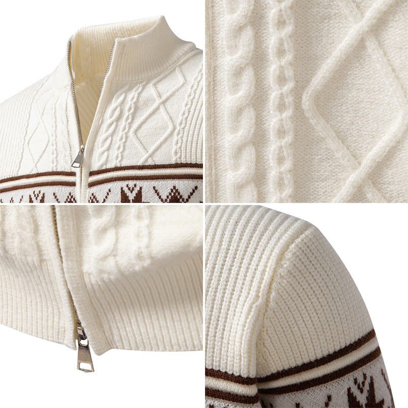 Men’s Zip Jacquard Knit Cardigan Christmas