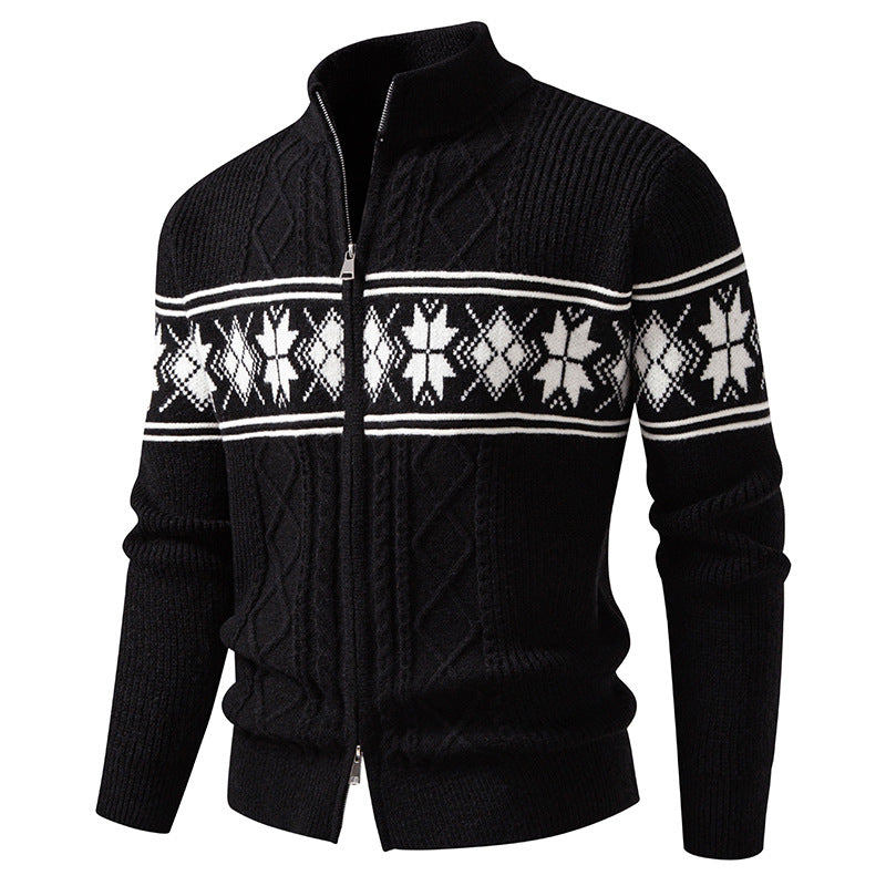 Men’s Zip Jacquard Knit Cardigan Christmas