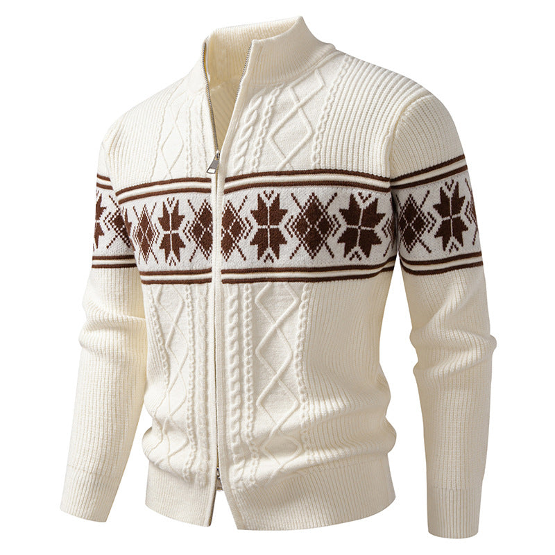 Men’s Zip Jacquard Knit Cardigan Christmas