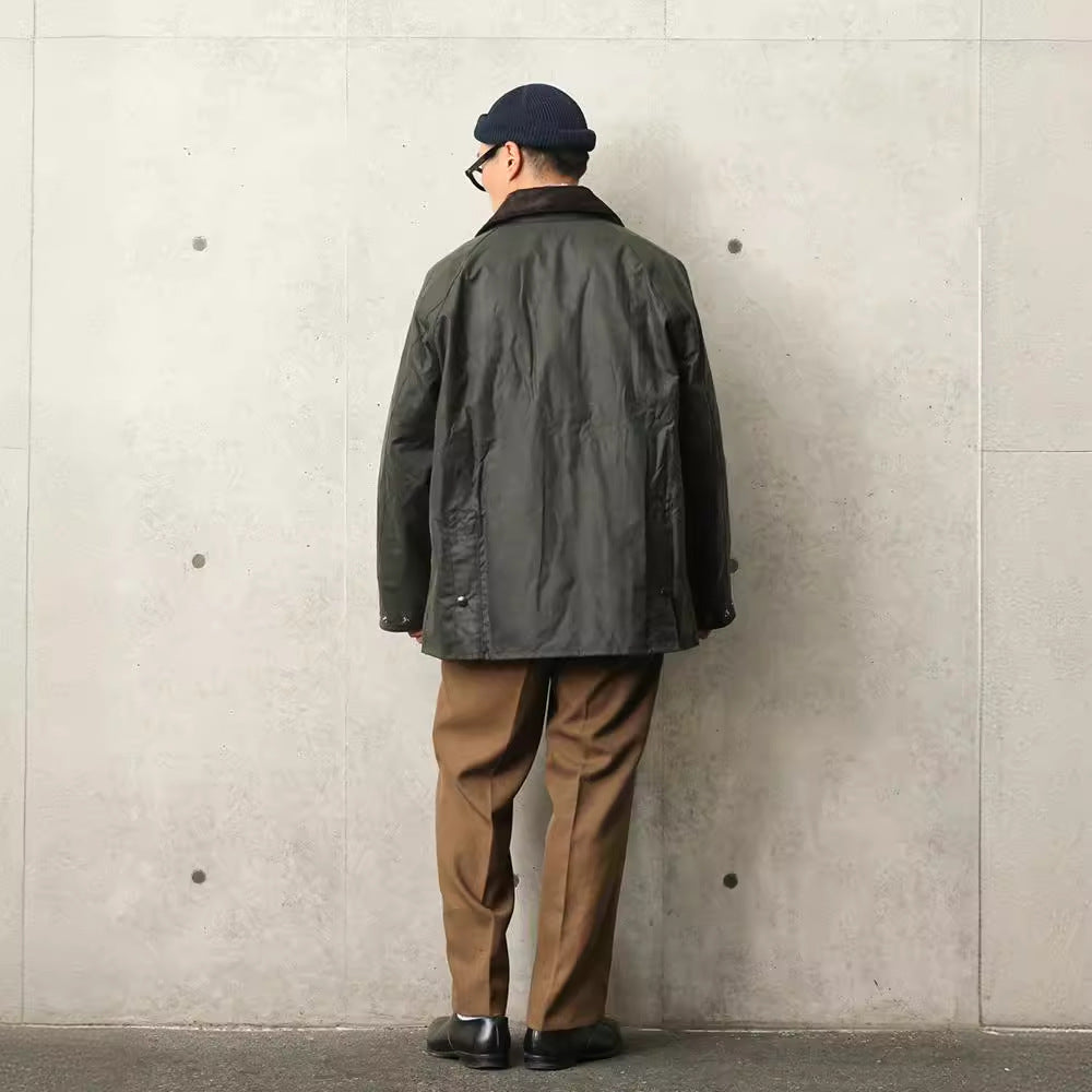 Men Olive Green Casual Jacket – Plaid Lined Trench Coat | Spring & Autumn Outerwear