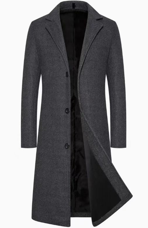 Men’s Classic Long Trench Coat – Elegant Wool Overcoat | British Business Casual Style