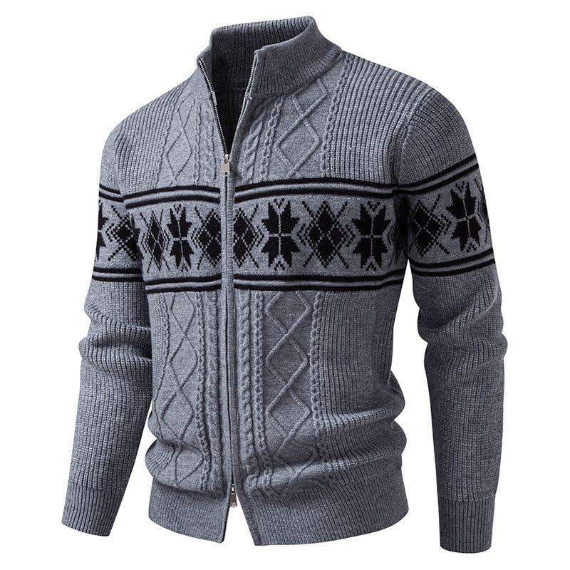 Men’s Zip Jacquard Knit Cardigan Christmas