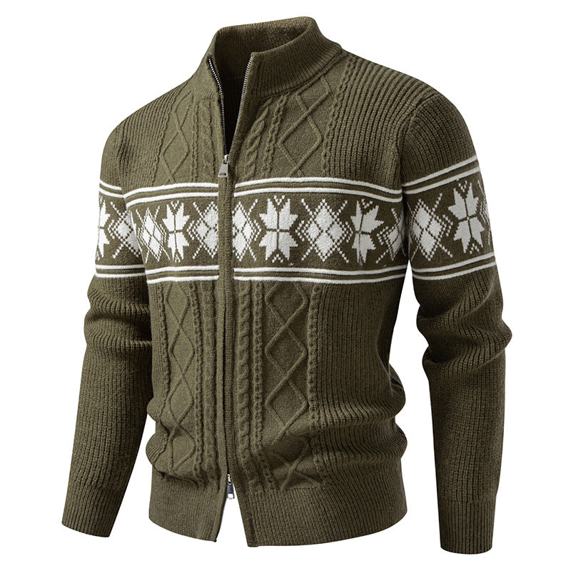 Men’s Zip Jacquard Knit Cardigan Christmas