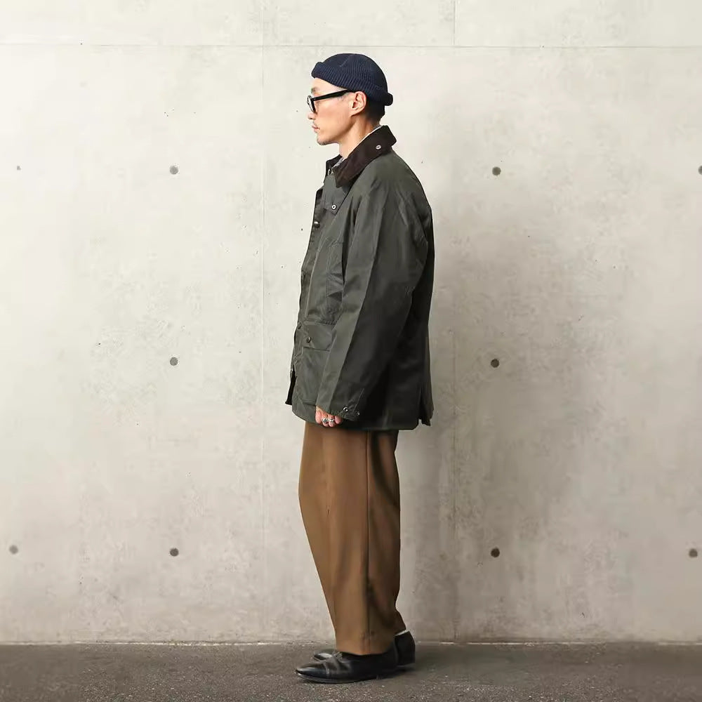 Men Olive Green Casual Jacket – Plaid Lined Trench Coat | Spring & Autumn Outerwear