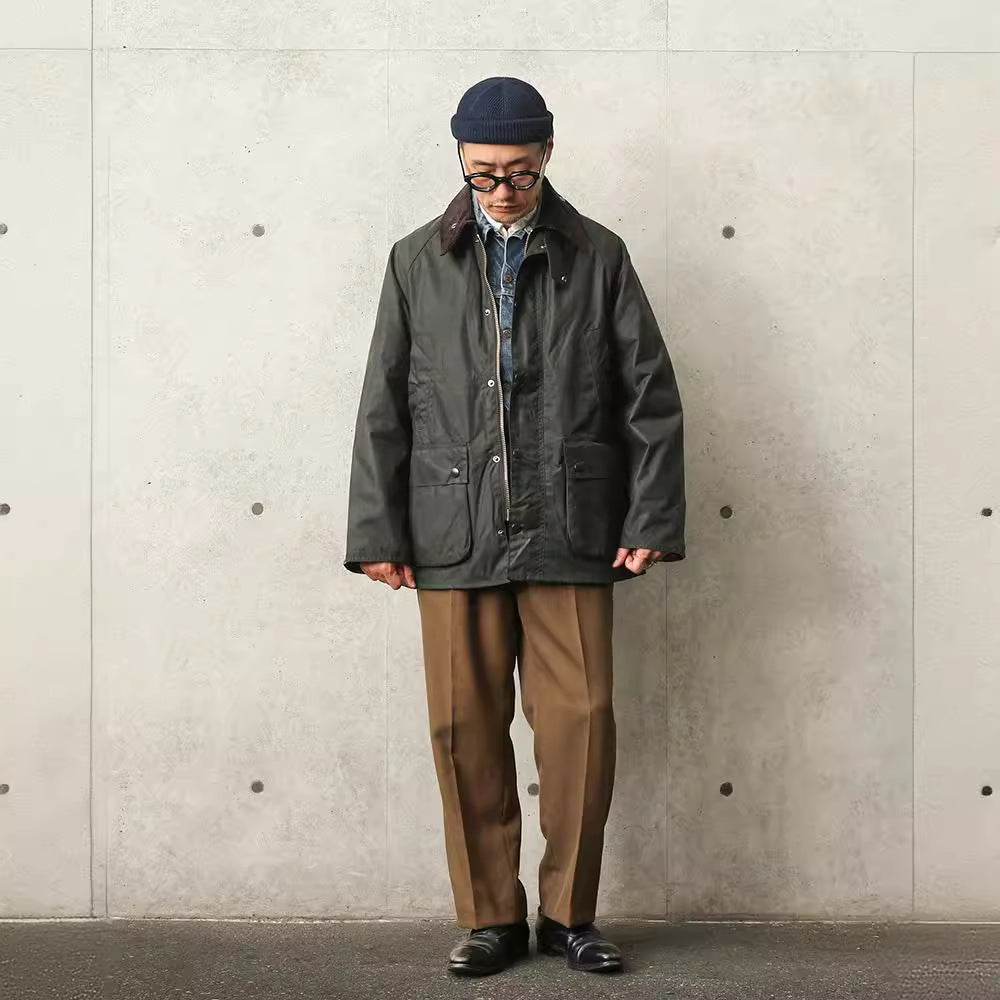 Men Olive Green Casual Jacket – Plaid Lined Trench Coat | Spring & Autumn Outerwear