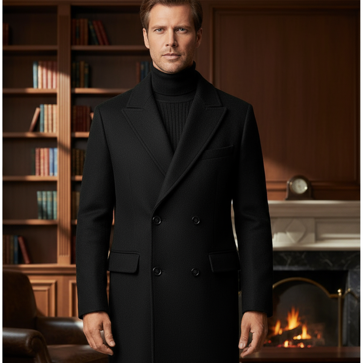 Luxury Long Wool Coat for Men – Tailored, Warm & Elegant