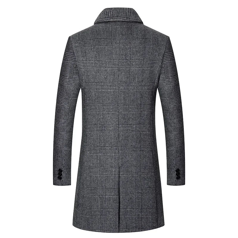 Men’s Cashmere Wool Blend Long Winter Trench Coat – Refined Warmth & Timeless Elegance