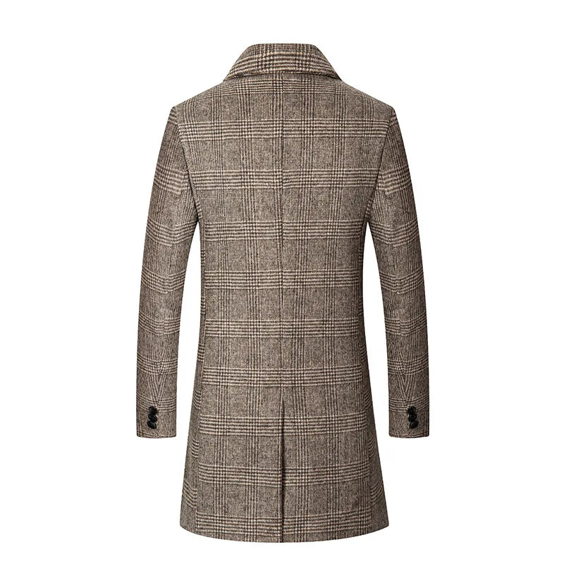 Men’s Cashmere Wool Blend Long Winter Trench Coat – Refined Warmth & Timeless Elegance