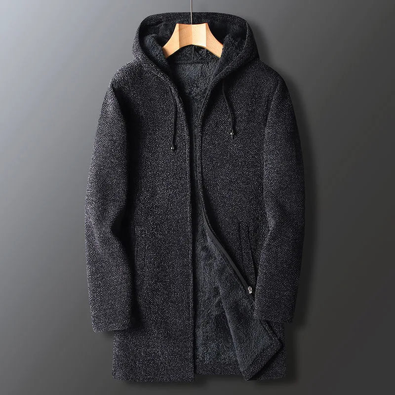 Oslo Men’s Fleece Cardigan Long Jacket – Soft Zip-Up Knit Jacket