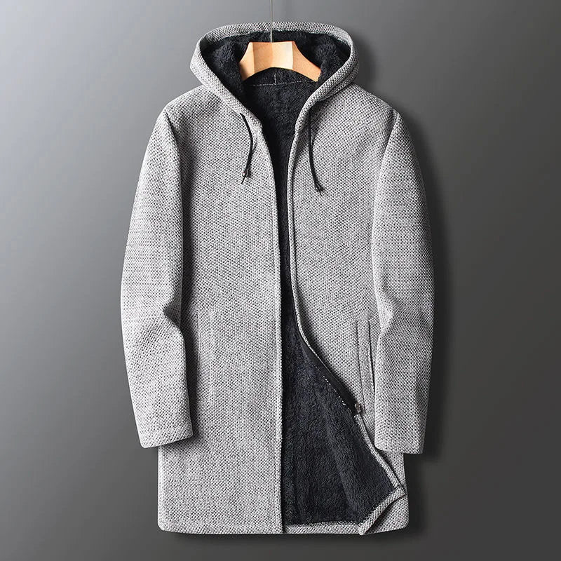 Oslo Men’s Fleece Cardigan Long Jacket – Soft Zip-Up Knit Jacket