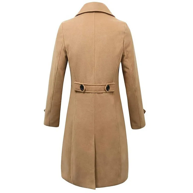 English Style Men Wool Long Overcoat – Refined Warmth for Autumn & Winter